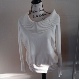 Jones New York Cream Ribbed Sweater